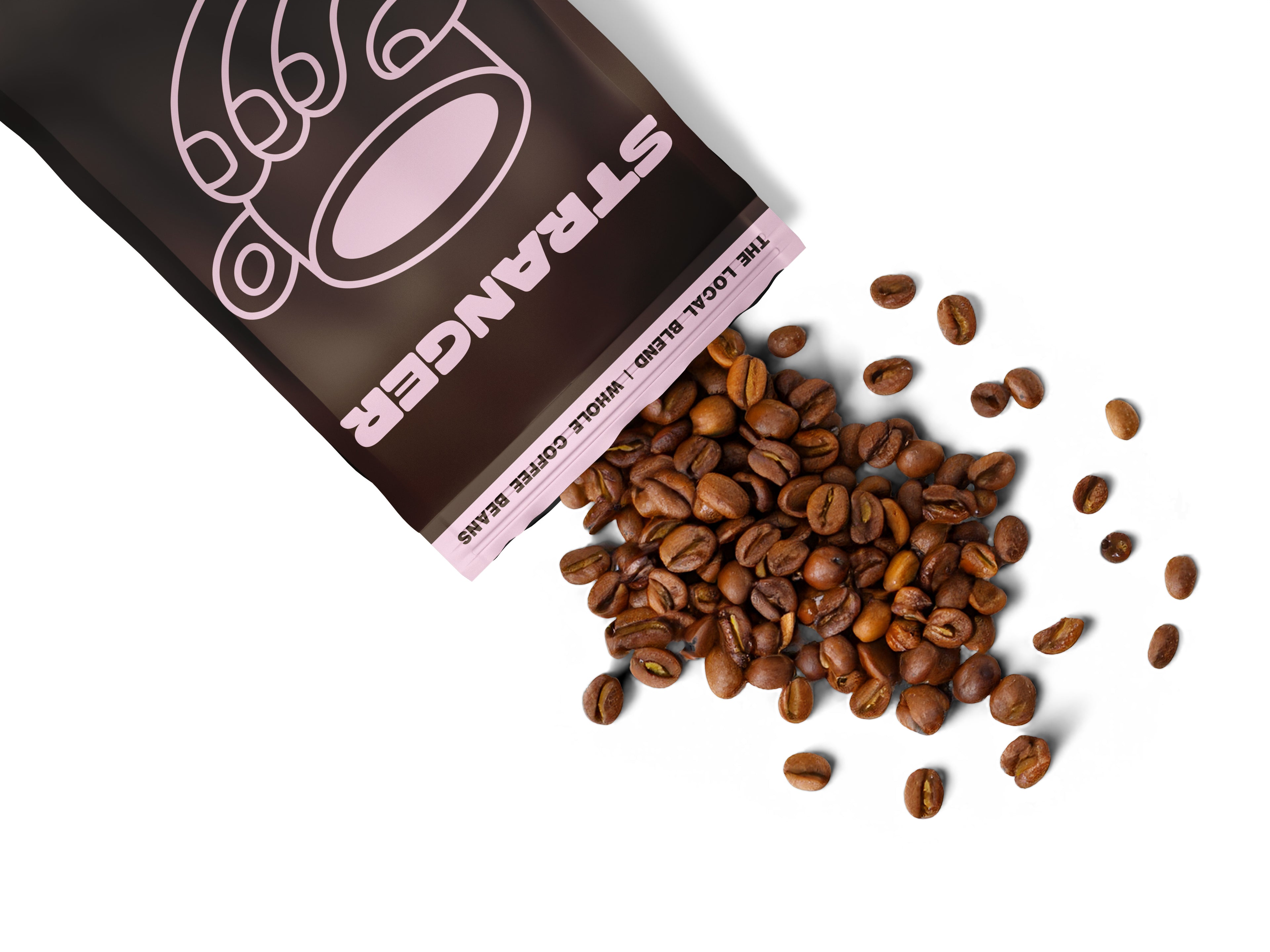 Stranger Coffee 250 g whole bean Arabica with brew setup